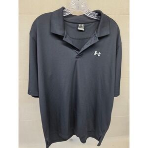 Under Armour Mens Performance Polo Shirt Black Short Sleeve LG Athletic Golf